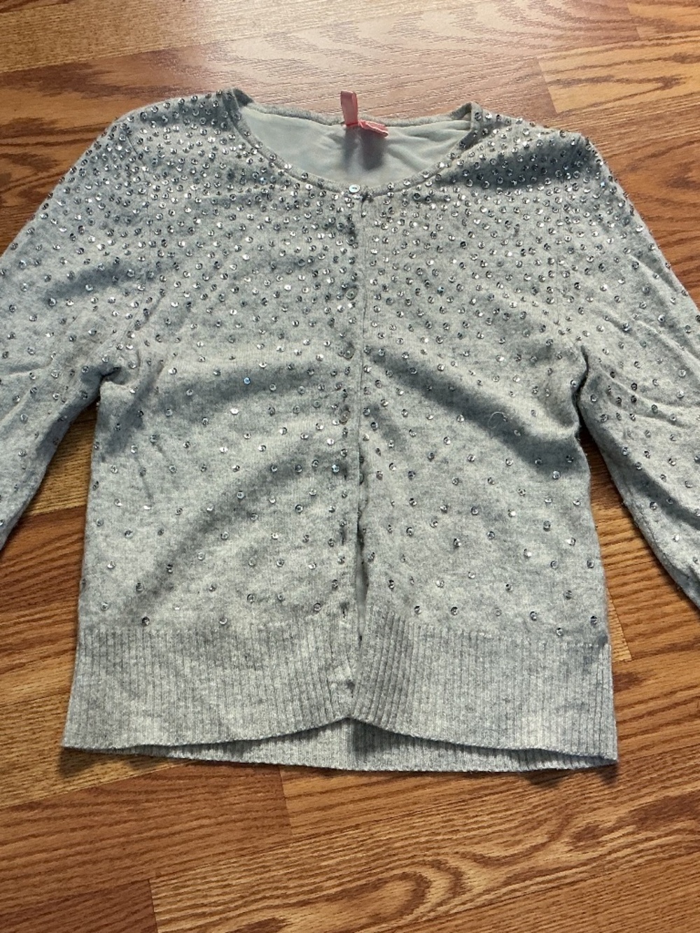 Eight Sixty Gray % Silver Sequin Long Sleeve Button Up Sweater Cardigan Size M